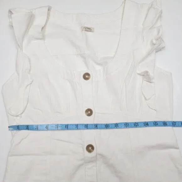 NWOT Anthropologie Pilcro Scoop-Neck Ruffle-Sleeve Buttondown Dress White Sz 10 - Picture 8 of 11